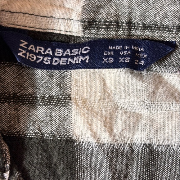 Zara Button-Up Collared Shirt Long Sleeve Cuff Plaid Flannel Black White Size XS - Picture 11 of 14